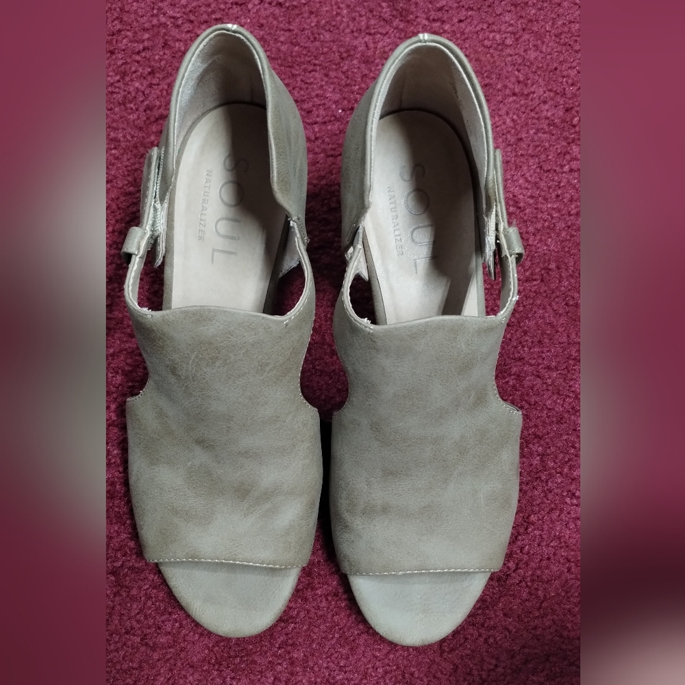 Natural Soul DAYA Dark Taupe Comfortable Wedge Heel Clog Shoes Sz 8.5 M